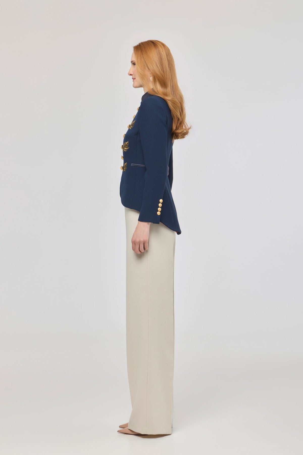 Renata Love Gold Navy Blue Embroidered Blazer - Limited Edition - THE EXTREME COLLECTION