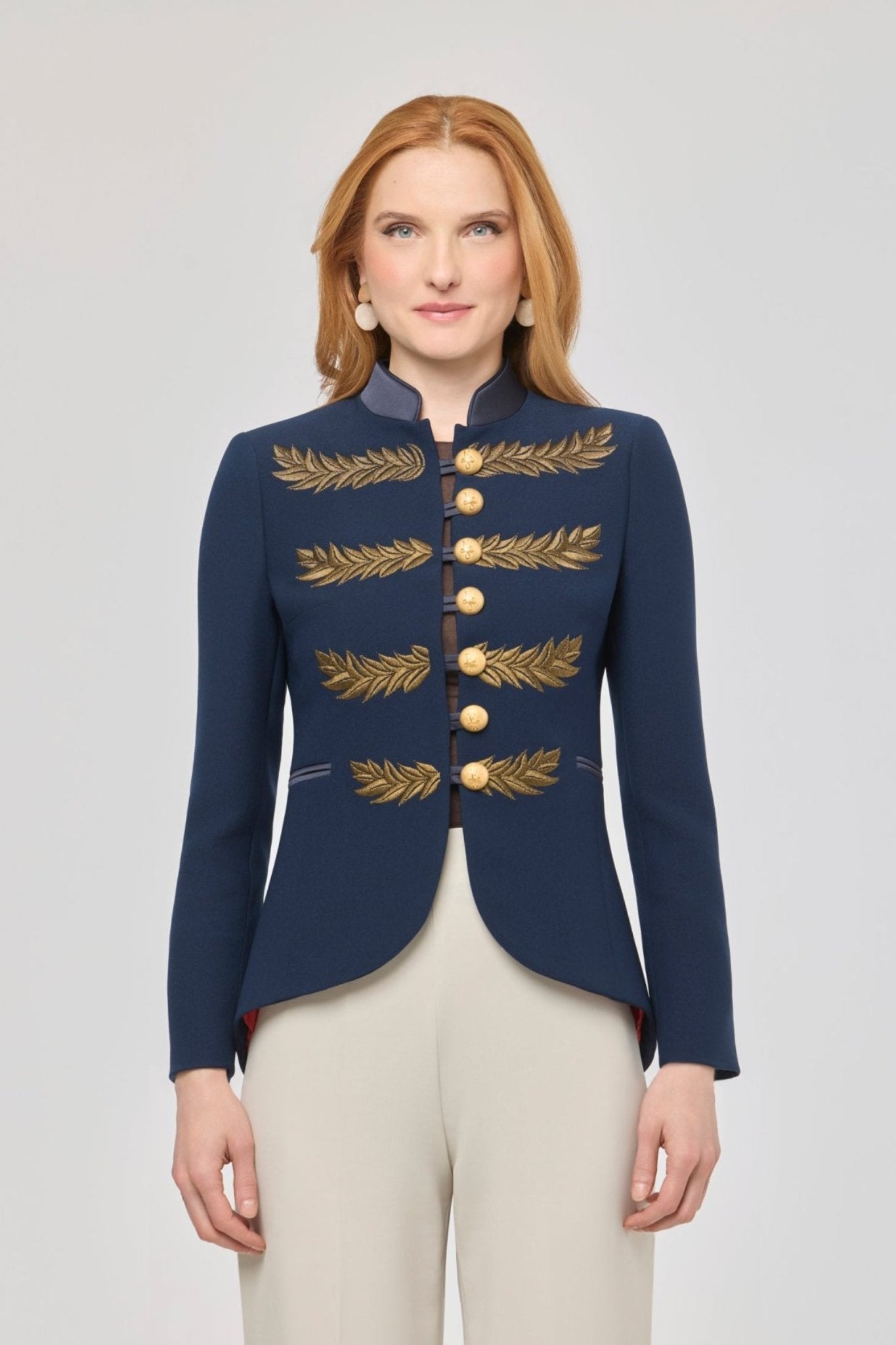Renata Love Gold Navy Blue Embroidered Blazer - Limited Edition - THE EXTREME COLLECTION