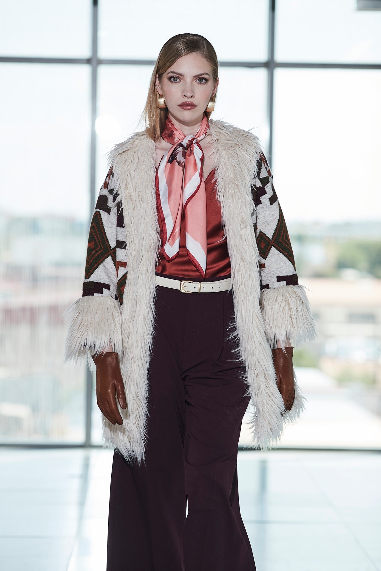 RENEE BEIGE ETHNIC FAUX FUR COAT - THE EXTREME COLLECTION
