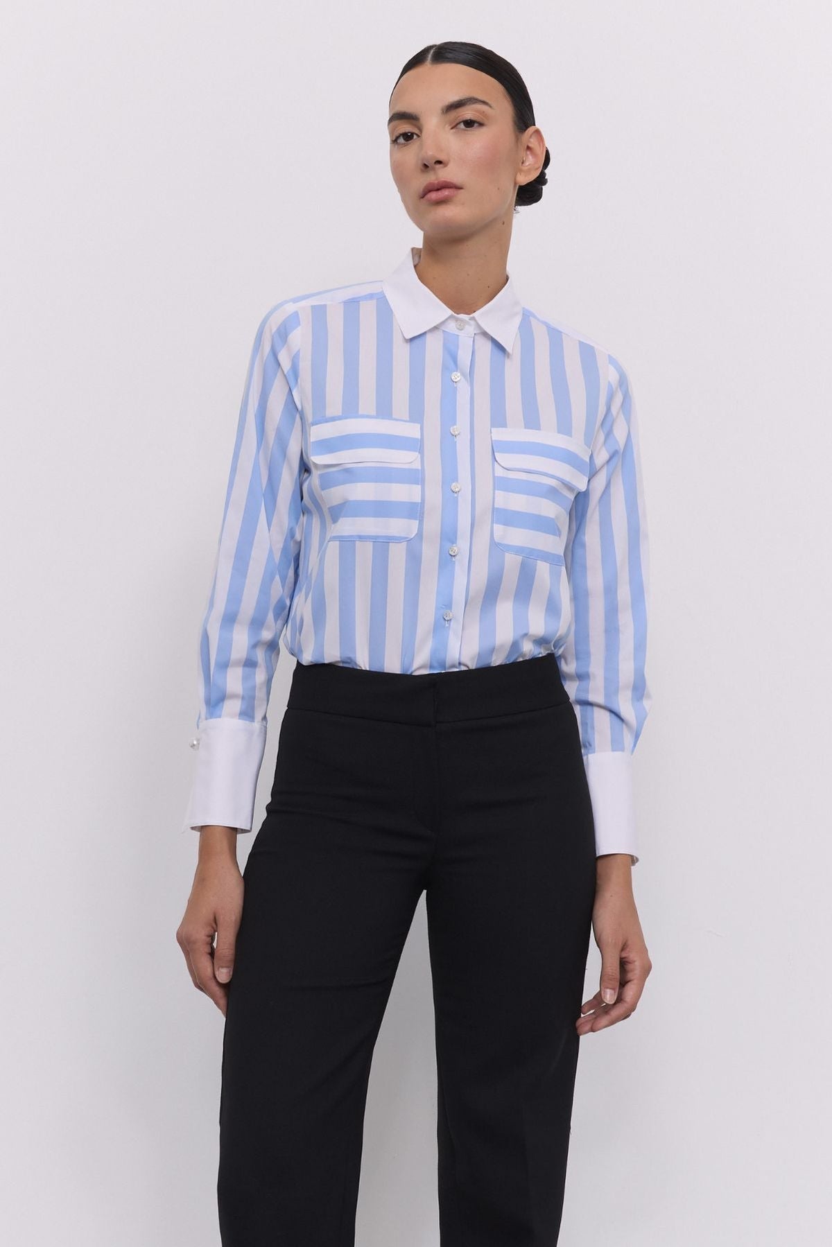 Sky Blue Striped Shirt Gabrielle - Limited Edition - THE EXTREME COLLECTION
