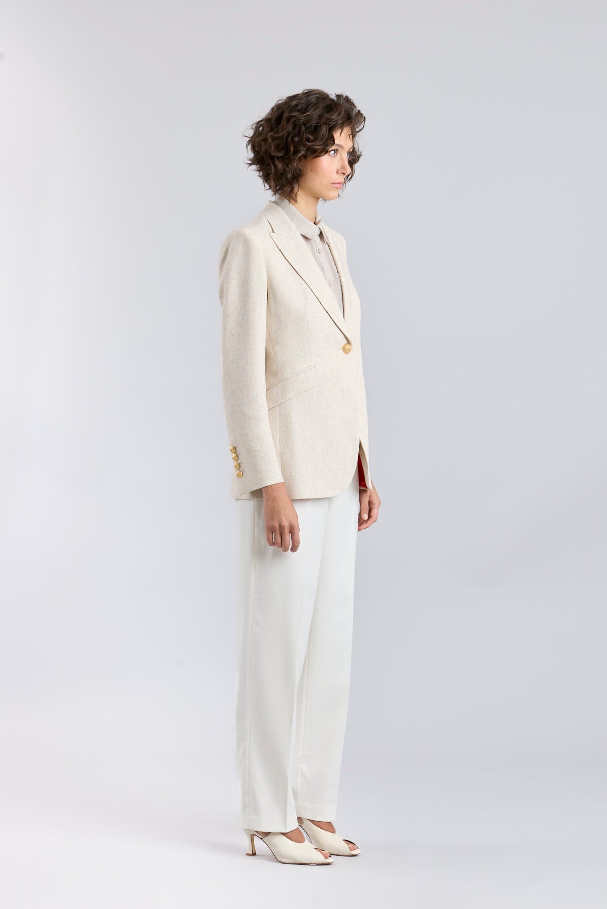 Sofia Sand Linen Tailored Blazer - Limited Edition - THE EXTREME COLLECTION