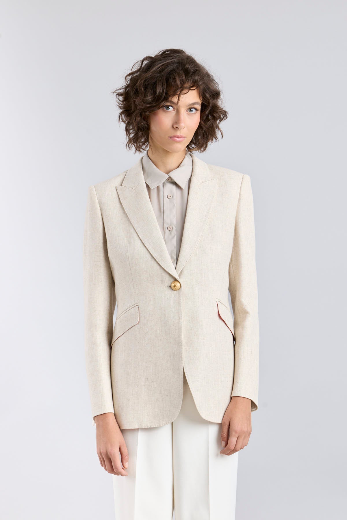 Sofia Sand Linen Tailored Blazer - Limited Edition - THE EXTREME COLLECTION