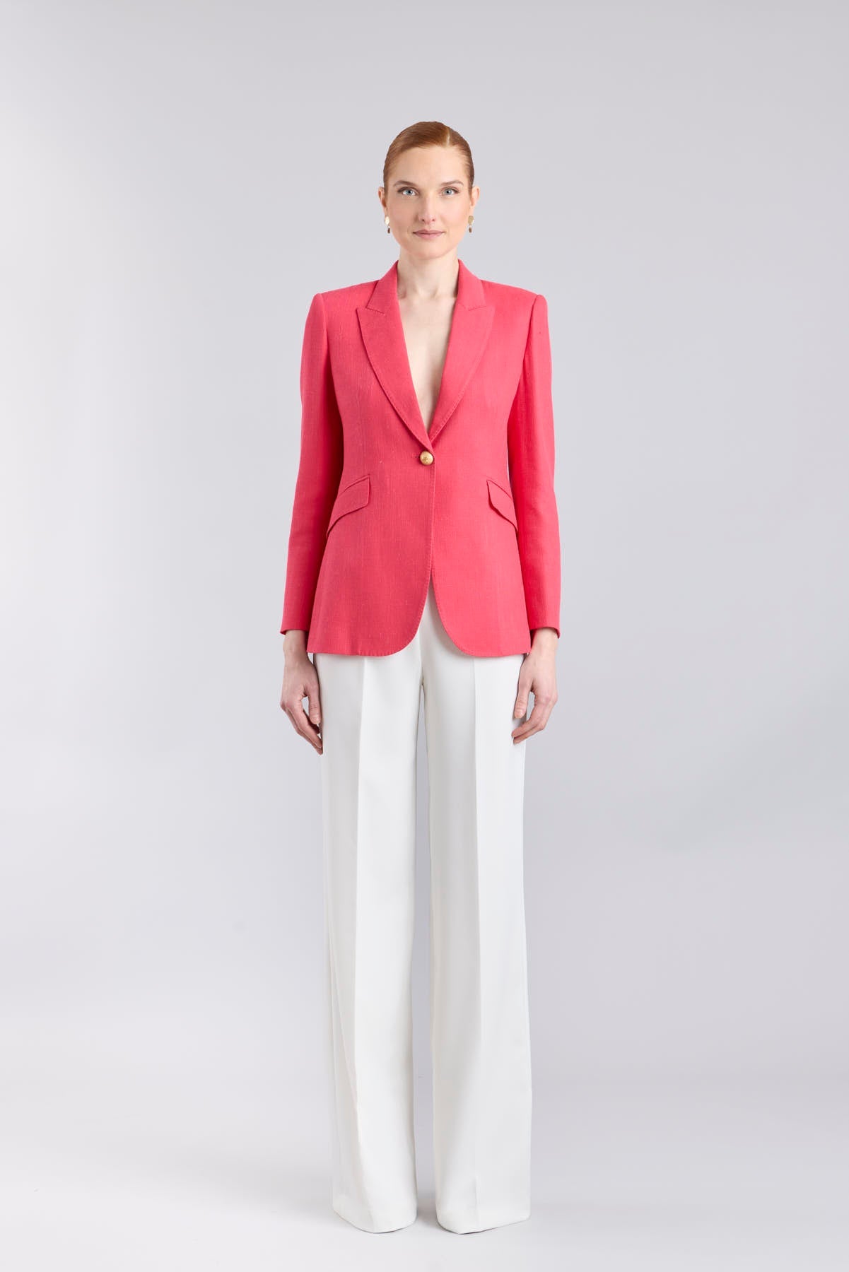 Sofia Vibrant Fuchsia Linen Tailored Blazer - Limited Edition - THE EXTREME COLLECTION
