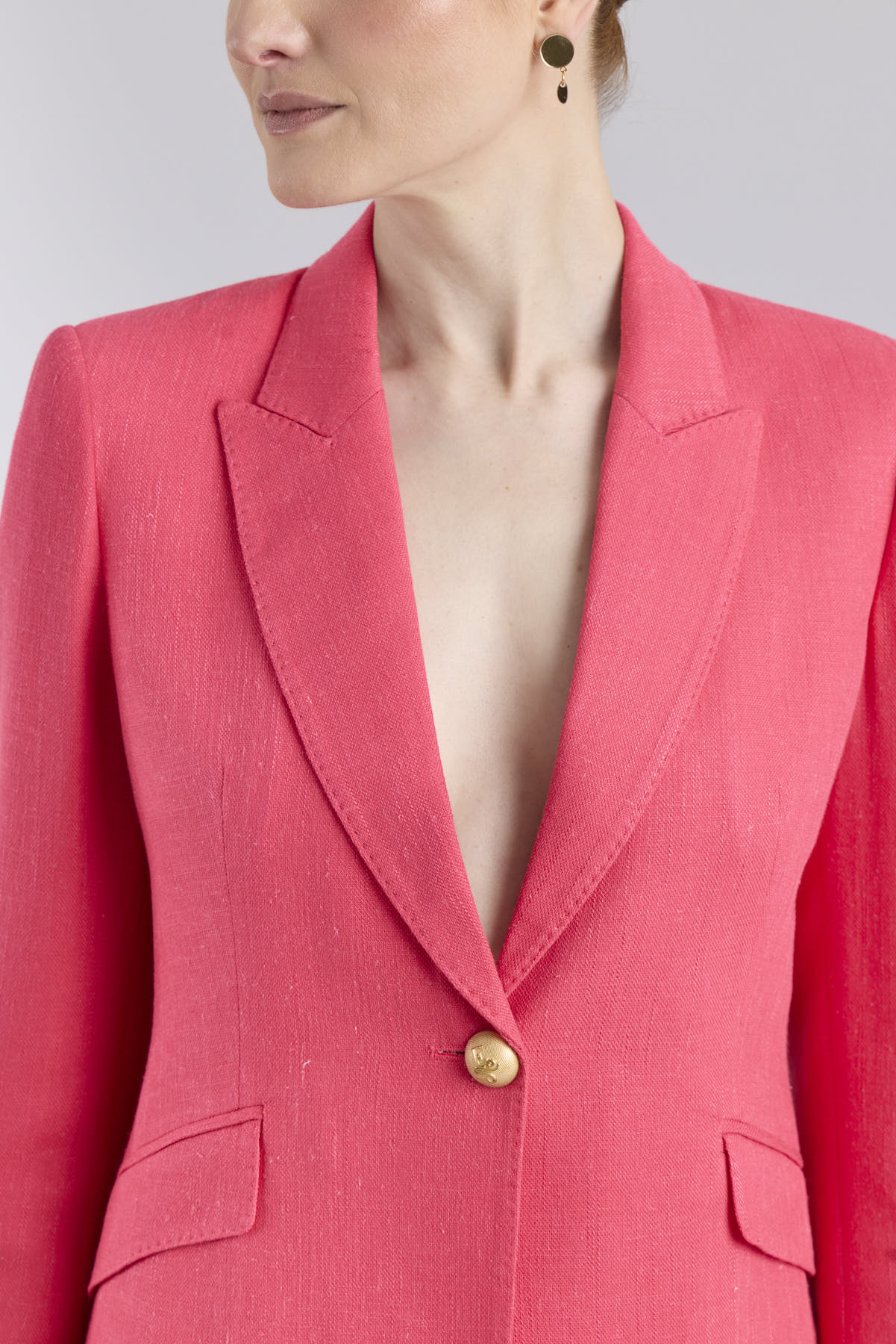 Sofia Vibrant Fuchsia Linen Tailored Blazer - Limited Edition - THE EXTREME COLLECTION