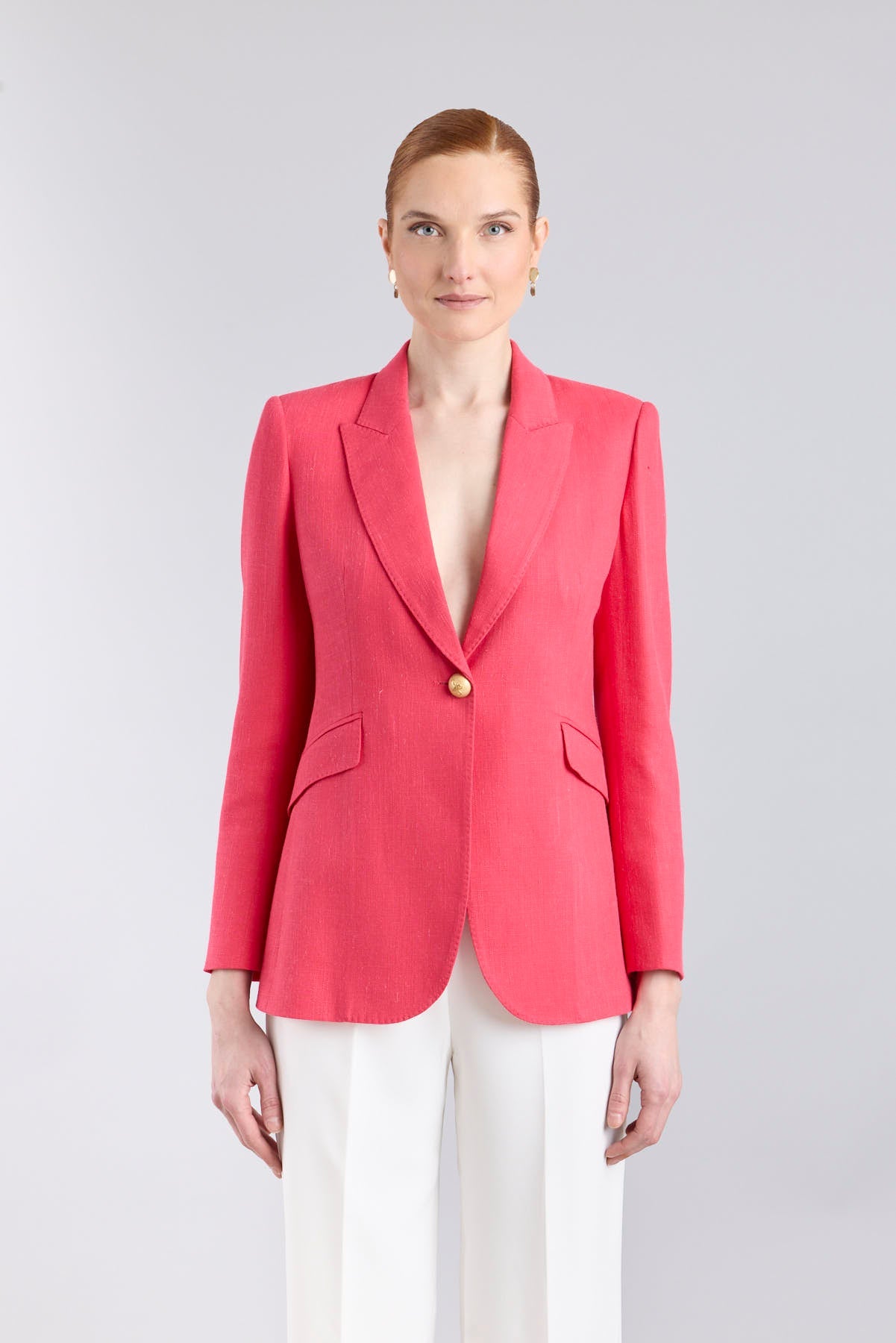 Sofia Vibrant Fuchsia Linen Tailored Blazer - Limited Edition - THE EXTREME COLLECTION