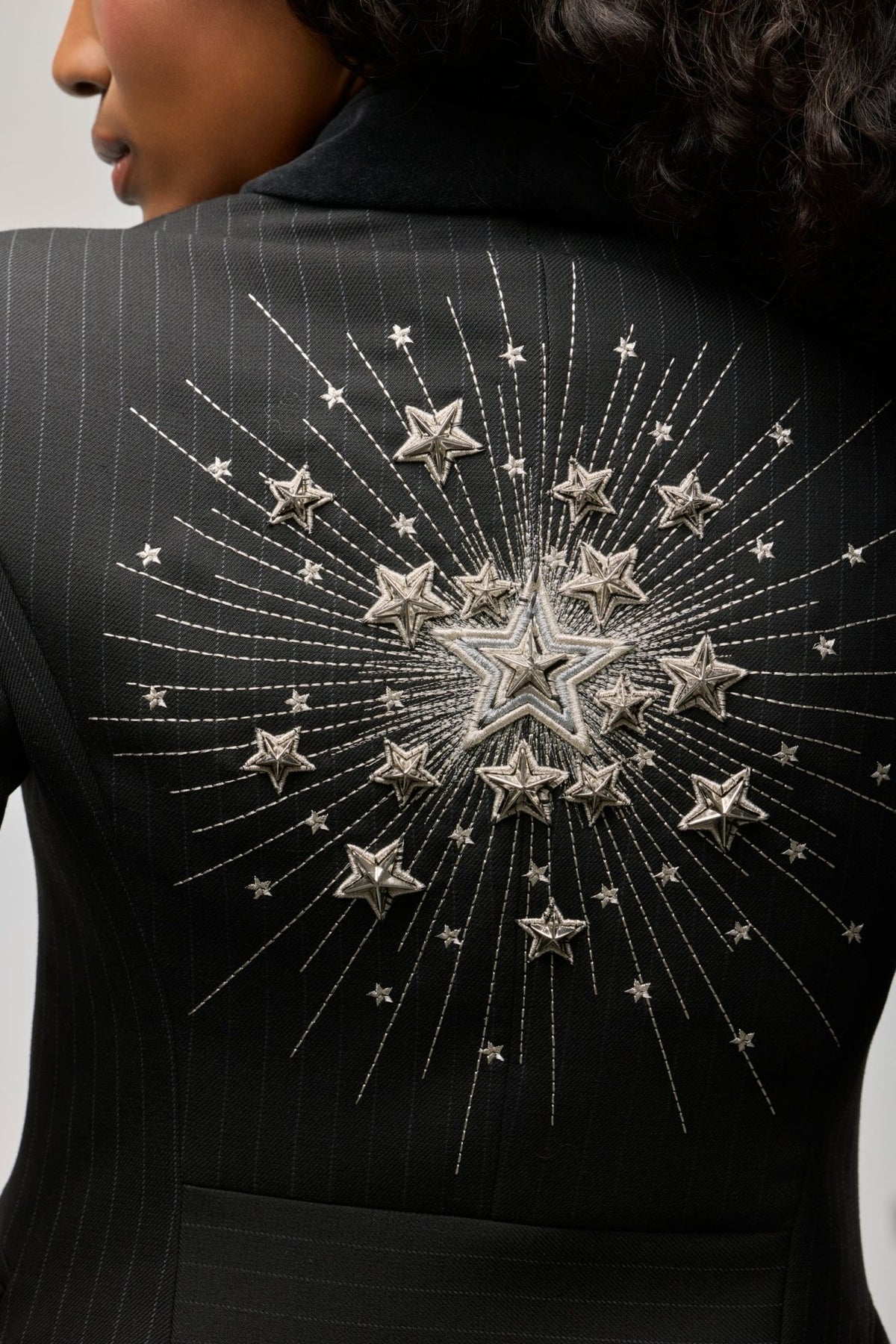 The Gardens Pinstripe Blazer with Jewel Embroidery - Limited Edition - THE EXTREME COLLECTION