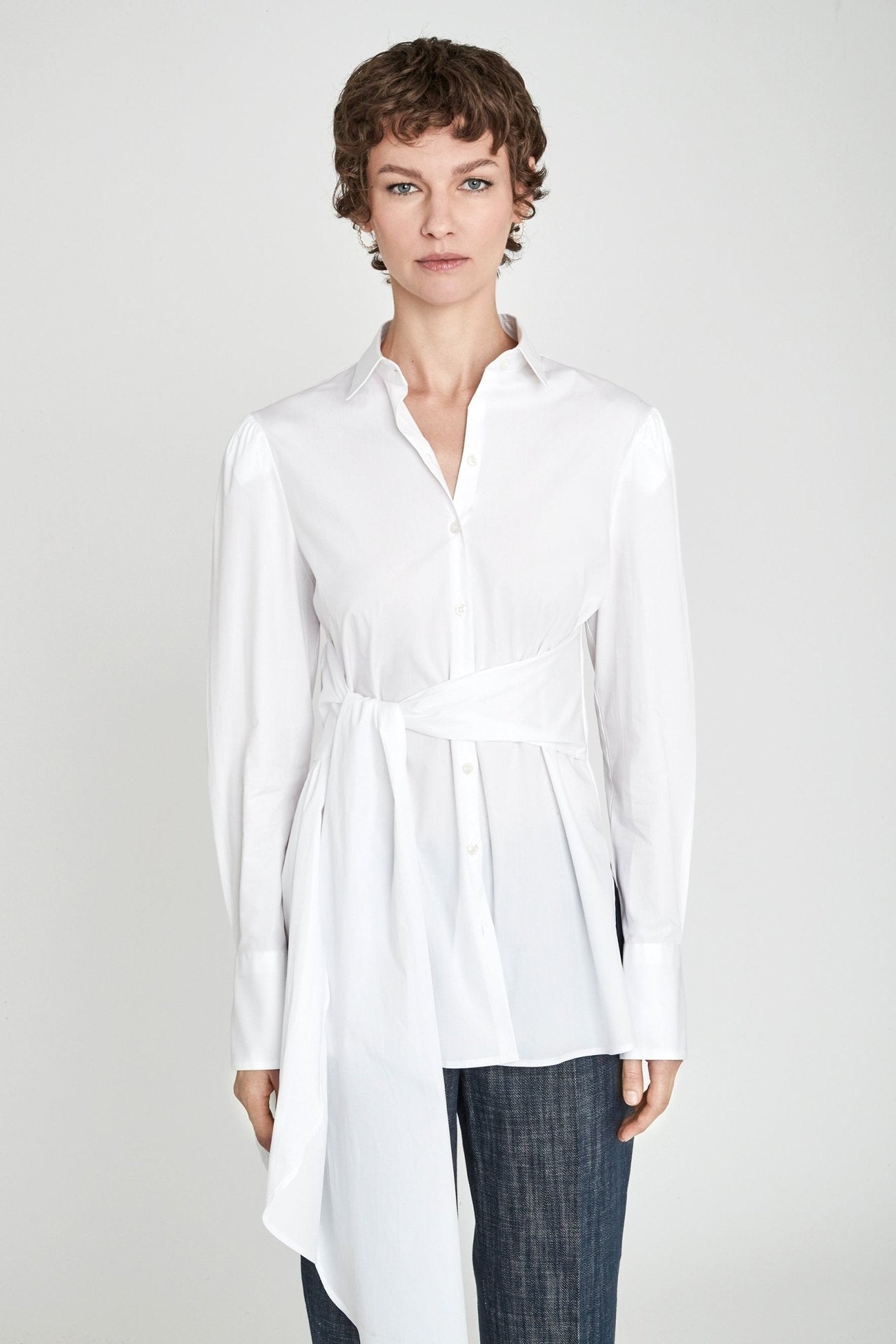 Theodore White Tie - Waist Shirt - THE EXTREME COLLECTION