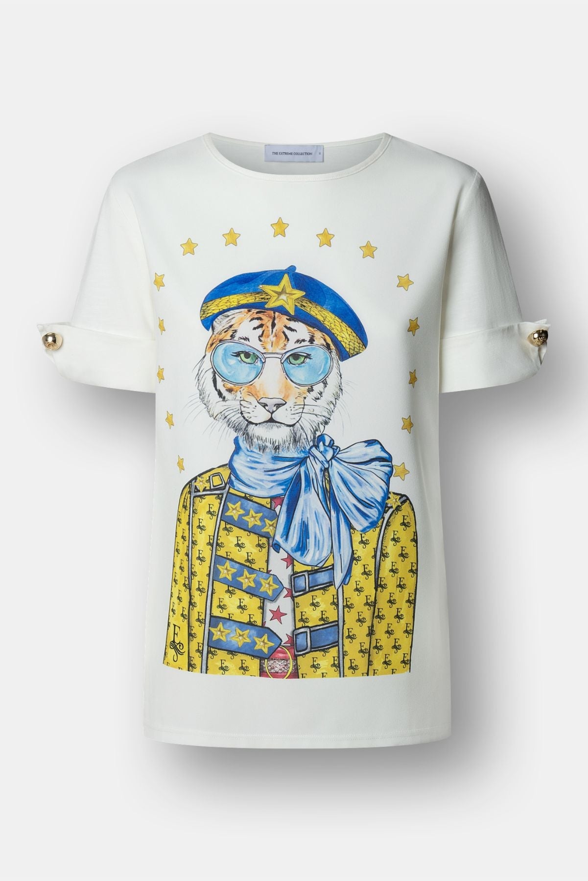 White T-Shirt with Gold Buttons - Limited Edition - THE EXTREME COLLECTION