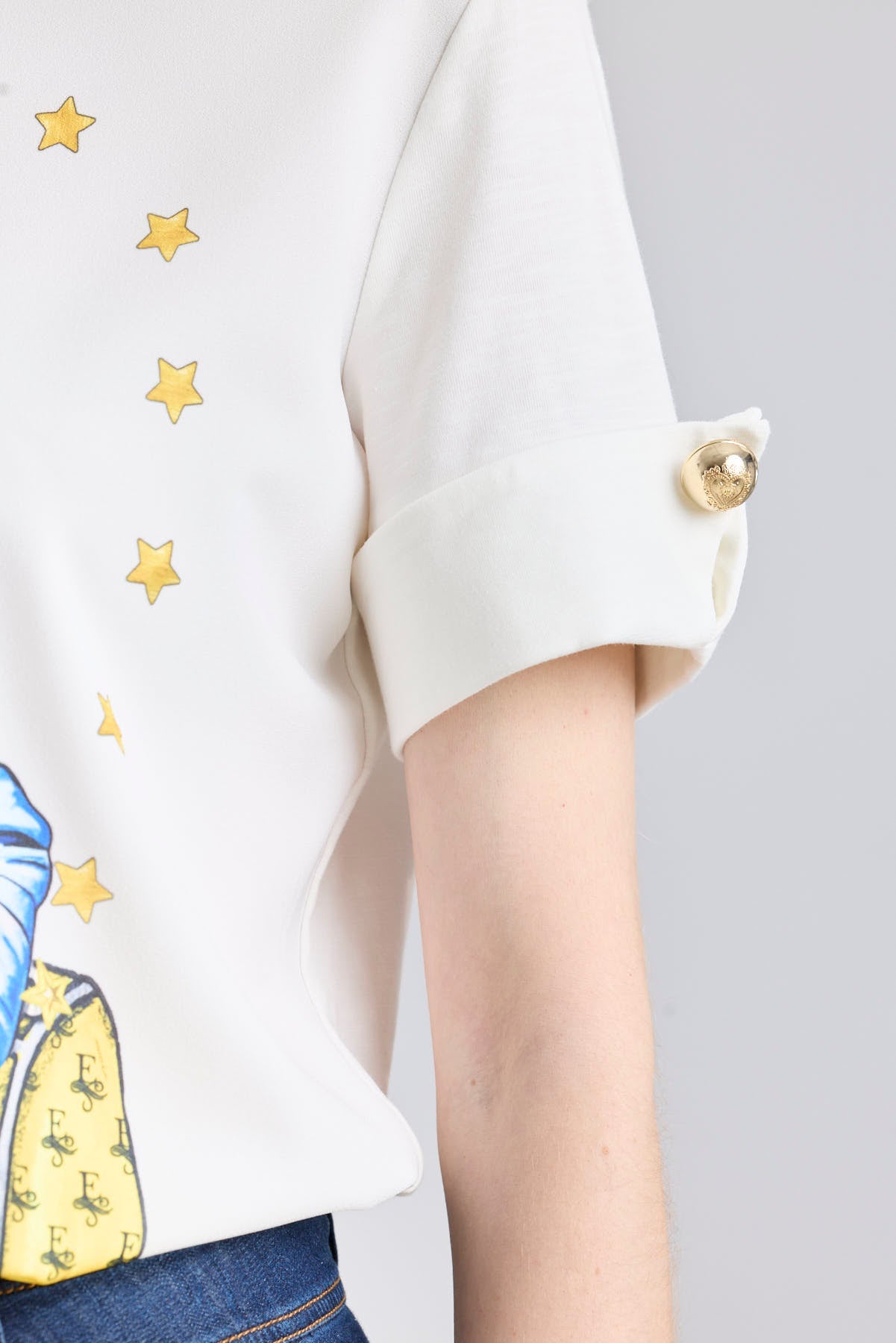 White T-Shirt with Gold Buttons - Limited Edition - THE EXTREME COLLECTION